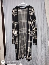 Torrid Black Window Pane Plaid Longline Open Front Cardigan, Thick Knit, Size 3 - £12.91 GBP