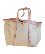 Victoria’s Secret Gold Logo Large Canvas Tote Pink &amp; Gold Studded Double... - £8.97 GBP