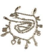 Brighton silver tone charms Necklace belt chain drop 35” - $82.00 CAD