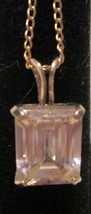 Vintage Pink Ice Emerald Cut Cubic Zirconia Solitaire Necklace - $24.97