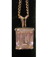 Vintage Pink Ice Emerald Cut Cubic Zirconia Solitaire Necklace - $24.97