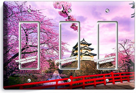 Hirosaki Castle Sacura Bloom Japan Triple Gfi Light Switch Wall Plate Room Decor - £13.12 GBP