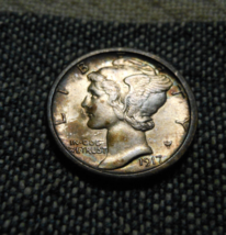 1917-S 90% Silver Mercury Dime High Grade - Some Toning - £48.71 GBP