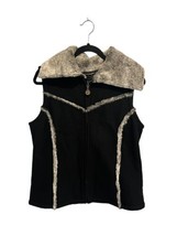 ICELANDIC DESIGN Womens Vest PORTIA Black Wool Faux Fur Lining Embroider... - £37.16 GBP