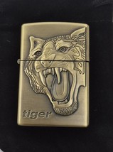 Sharp Brass Kantai Fanged Tiger Lighter W/Raised Detail - $12.30