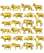 Deekin 24 Pcs Gold Plastic Animal Figurines Toys Zoo Safari Animal Figur... - £11.12 GBP