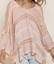 Pol felicia oversized lace crochet top in Antique Rose - $40.00