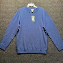 L.L. Bean Sweater Men&#39;s Sz LT Blue 100% Lambswool Crew Neck Knit NWT - £56.86 GBP