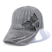 Women&#39;s Hat Knitted Diamond-Encrusted Butterfly Shade Baseball Cap Hollo... - $16.50