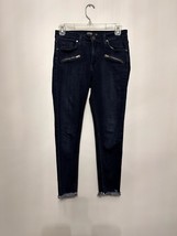Just Black Women&#39;s Skinny Dark Wash Blue Jeans Petite 26 Zipper Accents - $14.01