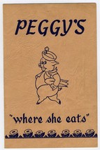 Peggy&#39;s Restaurant Menu Chehalis Washington 1940&#39;s Well Dressed Pig  - £35.56 GBP