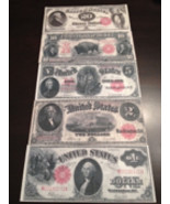 Reproduction 5 Piece United States Notes $1 $2 $5 $10 $20 1880-1917 Pape... - £11.18 GBP