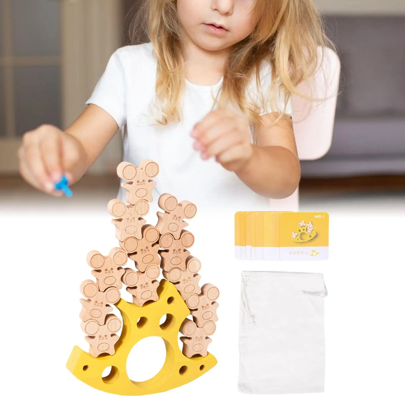 Wooden Block Set Toy Skill Motors Parent Children Interactive Stacking Wodoen - £14.99 GBP