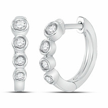 14kt White Gold Womens Round Diamond Fashion Hoop Earrings 1/4 Cttw - £418.56 GBP