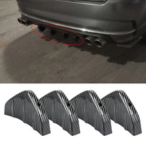 Universal 4PCS Rear Bumper Diffuser Fin Spoiler Lip 4 Wing Splitter Carbon Fiber - £9.49 GBP