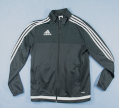 ADIDAS Black  White Youth Jacket Size L /G 14-16  Full Zip 3 Stripes Track - $14.65