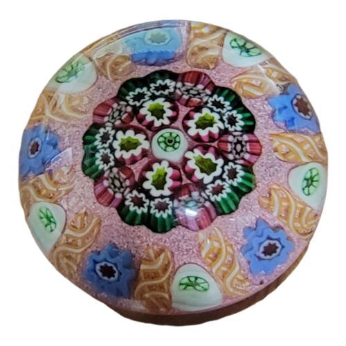 Primary image for Early Paul Ysart Lampwork Flower & Latticino Millefiori Garland Paperweight 