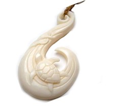 Jewelry Sea Turtle and Hook Hand Carved Bone - £46.83 GBP