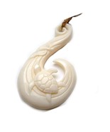 Jewelry Sea Turtle and Hook Hand Carved Bone - £46.17 GBP