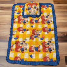 Vtg Raggedy Ann &amp; Andy Handmade Baby Crib Blanket 51”x 37” and Pillow - £26.50 GBP