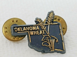 Lapel Pin Oklahoma Wheat Black and Gold Double Button Vintage - £8.92 GBP
