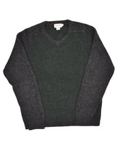 J Crew 100% Wool Sweater Mens L Green Grey Raglan Crewneck Pullover Jumper - £23.75 GBP