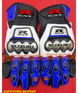 Motorbike Leather Gloves-Suzuki GSXR Biker Racing Leather Gloves With CE... - £67.15 GBP