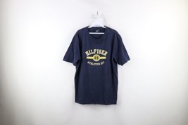 Vintage 90s Tommy Hilfiger Mens Medium Faded Spell Out Short Sleeve T-Shirt Blue - £31.50 GBP