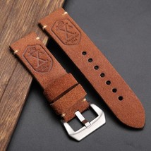 Premium Italian Suede Leather Handmade Watch Strap 26mm Flottiglia Brown Silver - £22.70 GBP