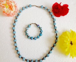 Womens Turquoise Gemstone Beaded Necklace &amp; Bracelet Jewelry sets Jordan New - £39.90 GBP