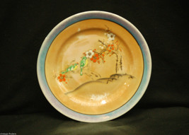 Old Vintage Asian 7-3/8&quot; Plate Bird Design w Oriental Scene Hand Painted ~ Japan - £7.74 GBP