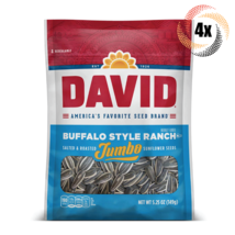 4x David Jumbo Buffalo Style Ranch Sunflower Seed Bags 5.25oz Salted &amp; R... - £15.65 GBP