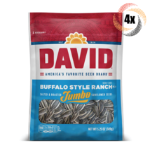 4x David Jumbo Buffalo Style Ranch Sunflower Seed Bags 5.25oz Salted &amp; R... - £15.91 GBP