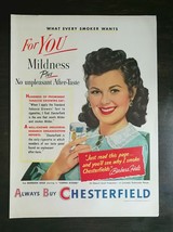 Vintage 1951 Chesterfield Cigarettes Barbara Hale Full Page Original Ad 1221 - £5.27 GBP