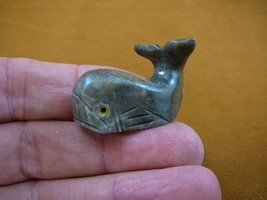 (Y-WHA-SP-22) little gray WHALE MOBY SOAPSTONE PERU figurine love baby w... - £6.75 GBP