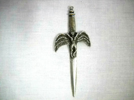 Icarus Celtic Angel Broad Battle Sword Led Zeppelin USA Pewter Pendant Necklace - £7.98 GBP