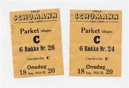 2 Circus Schumann Tickets Frankfurt Germany 1954 - $15.84