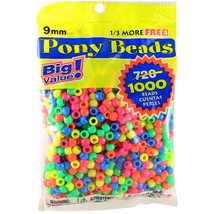 Darice Assorted Neon Pony Beads  Great Craft Projects for All Ages  Bead Jewelry - £17.98 GBP