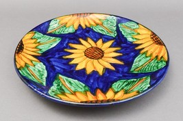 Mexican Signed Hand Painted Sunflower Talavera Pottery 10 1/2&quot; Wall Plate - £23.50 GBP