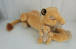 Vintage Lion King Sarabi and Simba Puppet Plush 22&quot; Mom Baby Laying Larg... - £77.86 GBP