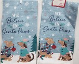 Set of 2 Same Printed Towels(14&quot;x24&quot;) CHRISTMAS DOGS,WE BELIEVE IN SANTA... - $10.88