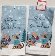 Set Of 2 Same Printed Towels(14&quot;x24&quot;) Christmas Dogs,We Believe In Santa Paws,Dg - £8.69 GBP