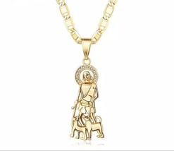 18k Layered Real Gold Filled Gucci chain With San lazaro Pendant 24&quot; - £11.23 GBP