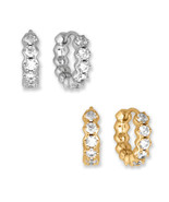 Gold or Rhodium Plated 925 Sterling Silver Small CZ Hoop Earrings -10mm ... - $56.00
