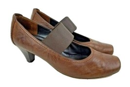 Paul Green Munchen Square Toe Brown Leather Heels Women&#39;s Shoes Pumps 7 US 5 UK - £25.56 GBP