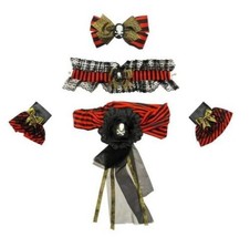 Pirate Wench 6 Pc Instant Kit Halloween Headwrap, Bows, Choker, Cuffs Costume - £14.79 GBP