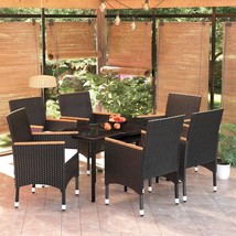 7 Piece Patio Dining Set with Cushions Black - €725,89 EUR