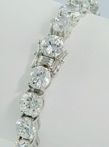 10 CT Rundschliff Künstlicher Diamant Tennis Armband Weiß Vergoldet 925 Silber - £104.20 GBP