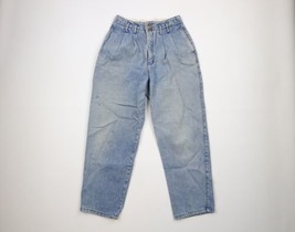 Vintage 90s Streetwear Womens 9 / 10 Distressed Pleated Buckle Back Denim Jeans - £54.45 GBP