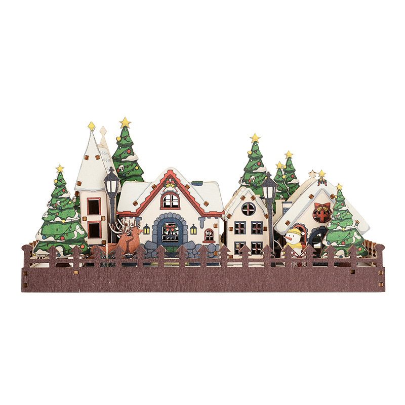 Primary image for Christmas Wooden House Led Light Up Courtyard Xmas Scene Ornament Gifts